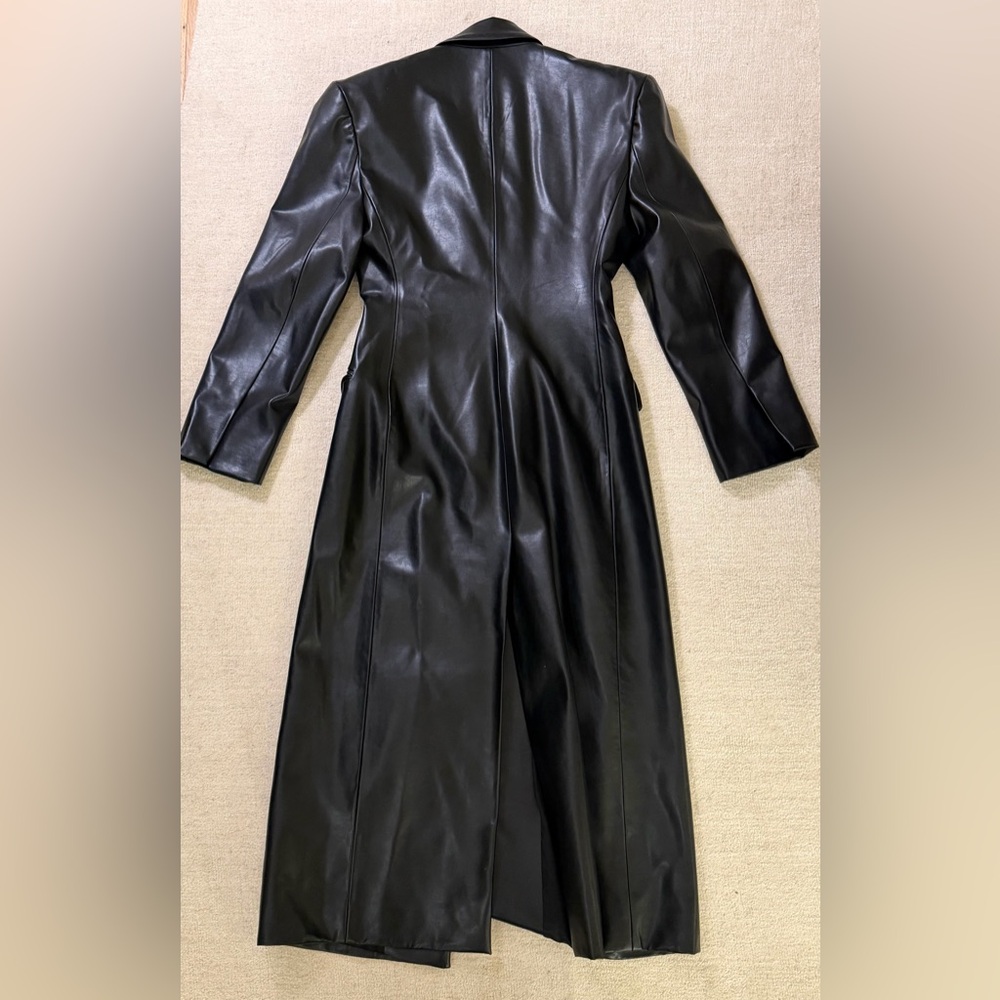 Helsa Black Leather Trench Coat - Picture 9 of 10